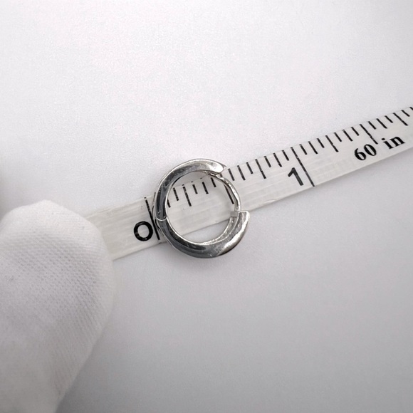 .925 Sterling Silver Cz Huggie Hoop Earrings - Picture 14 of 16